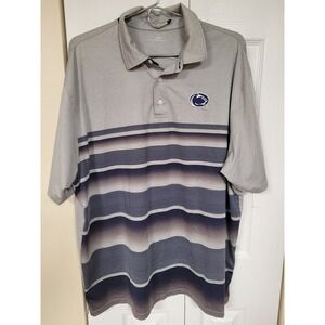 Vansport Penn State Nittany Lions Polo Shirt Mens Stretch Grey Navy Size XL
